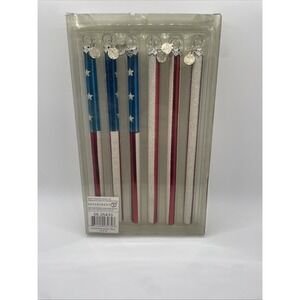 set‎ of American flag-themed glass icicle ornaments